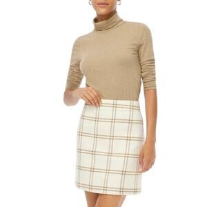 NWT J.Crew Factory Wool-Blend A-Line Mini Skirt Ivory Camel Size 20